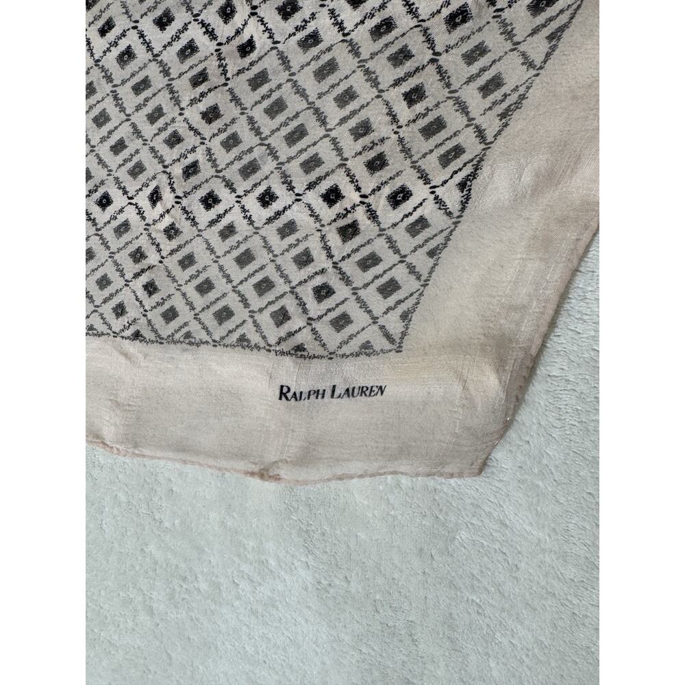 Ralph Lauren Scarf Light Pink/ Blk Print 24x24 square Vintage